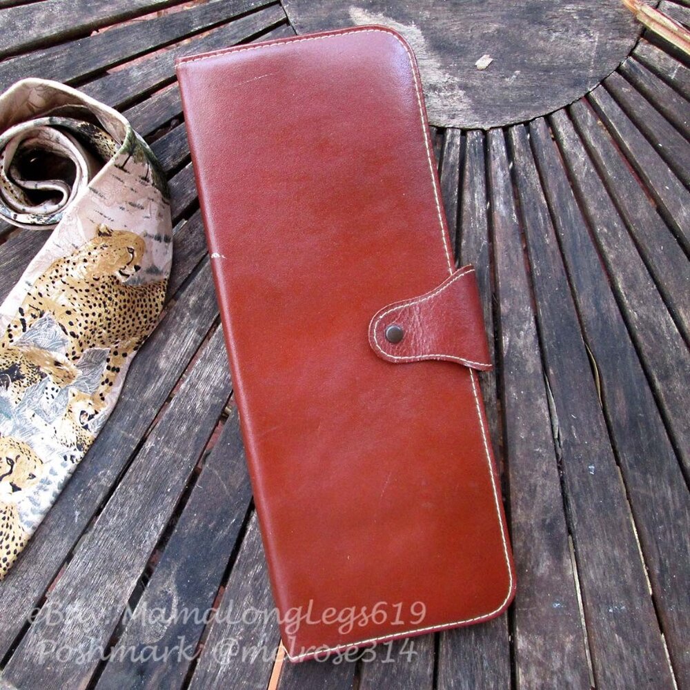 Antique 1950s MCM Gentlemans Elyte Leather Necktie Travel Organizer Wallet